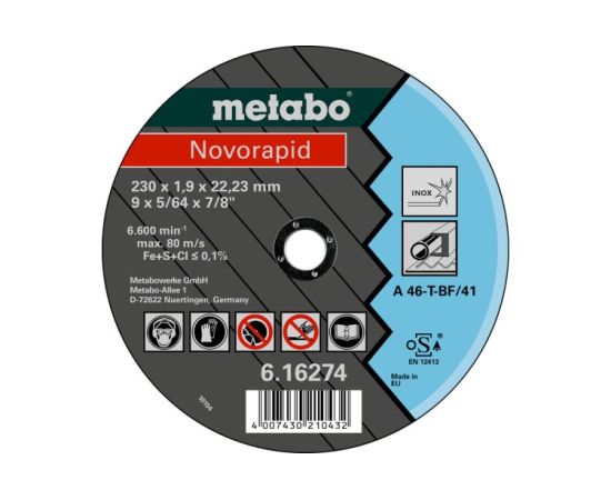 Отрезной круг Metabo Novorapid 230x1,9x22,23мм