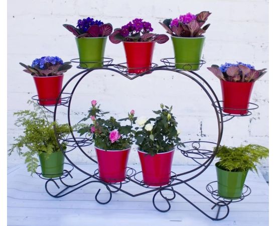 Stand for flower pots Forging Rack Heart, (11 windows)