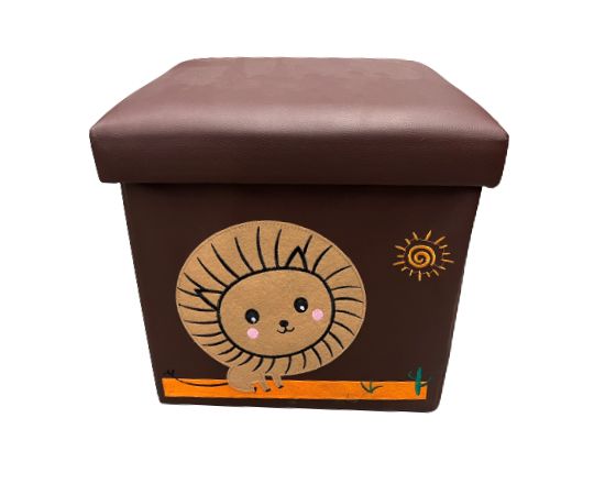 Storage for clothes leather pouf with a picture 28x28x28 La-202