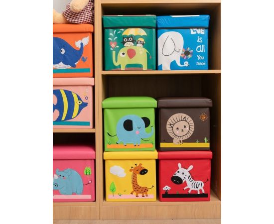 Storage for clothes leather pouf with a picture 28x28x28 La-202