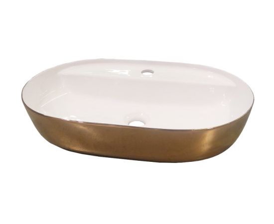 Washbasin countertop Bien Flame 61x41 cm white / rose gold