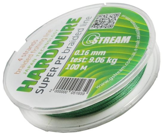 Шнур плетеный 4-прядный G.Stream HARDWIRE 100 м 0.16 мм зеленый