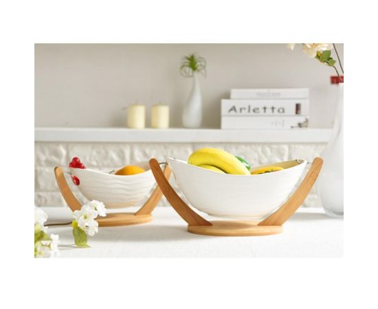 Ceramic dishes with bamboo stand BONE BRILLIANT 38cm PD2260 15
