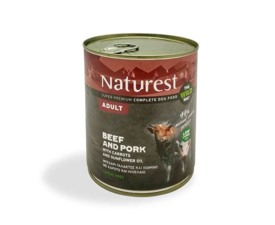 სველი საკვები ძაღლისთვის PET INTEREST NATUREST ADULT ღორის და საქონლის ხორცი 800გრ