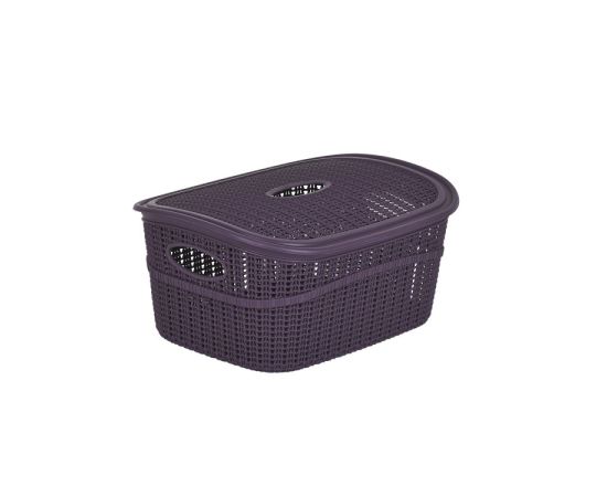 Plastic basket with lid with knitted ornamen Irak Plastik FLEXY SP-150 11 l
