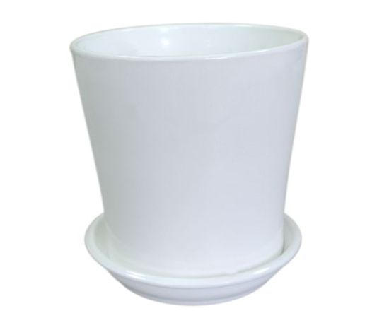 Ceramic flower pot with stand Oriana VUAL №2 Glossy white 2.3 l