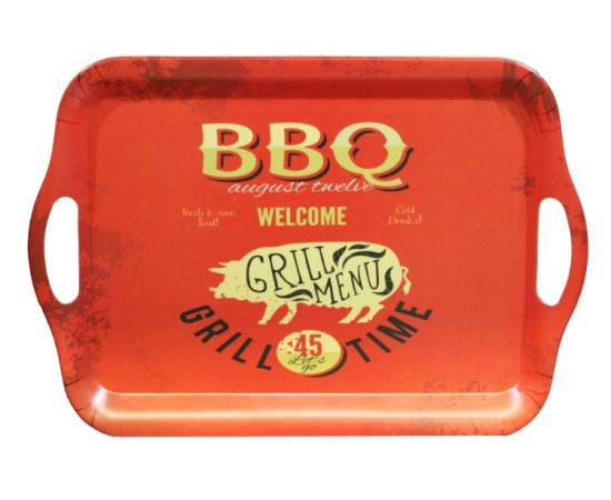 Tray rectangular from bamboo with lettering BBQ 6957