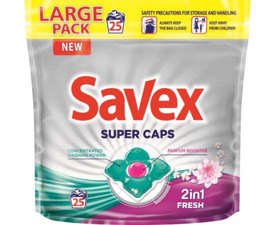 სარეცხი კაფსულები Savex ავტომატი Super Caps 2in1 Fresh 25 ც