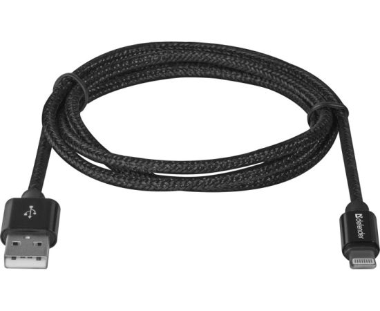 კაბელი USB Defender USB Lightning M 2.1A შავი 1 მ