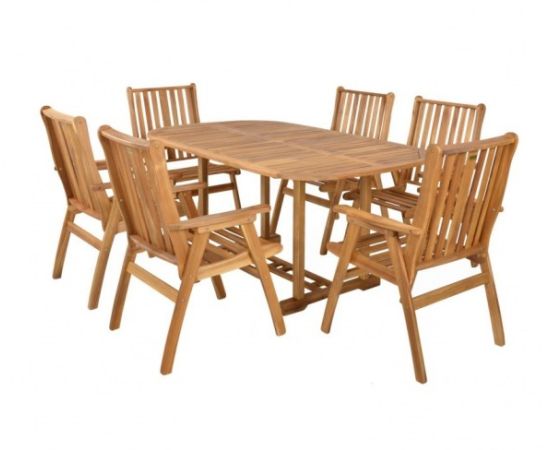 Wooden furniture set table 6 chairs acacia Home Decor Extensible T002M/P005