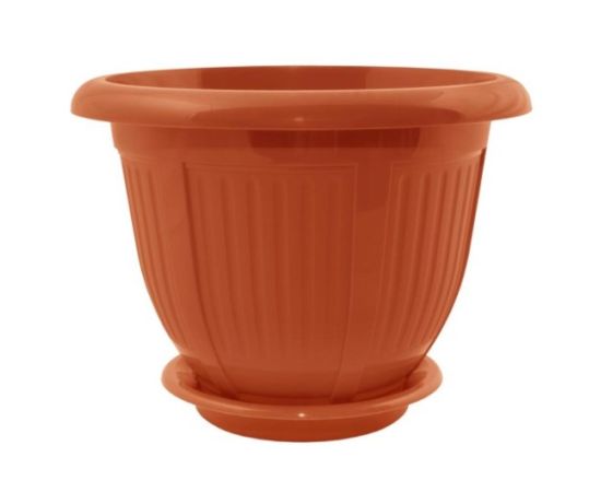 Plastic flower pot with a stand Aleana Volna 44x34 terracotta