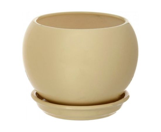 Ceramic pot with stand Oriana Shar glossy beige 0.4 l
