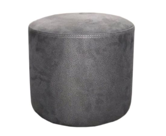 Round pouf alcantara dark grey