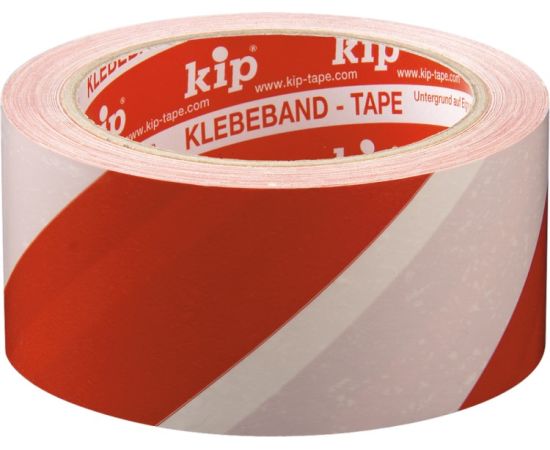Лента PVC клейкая предупреждающая красно-белая Kip 5х50м
