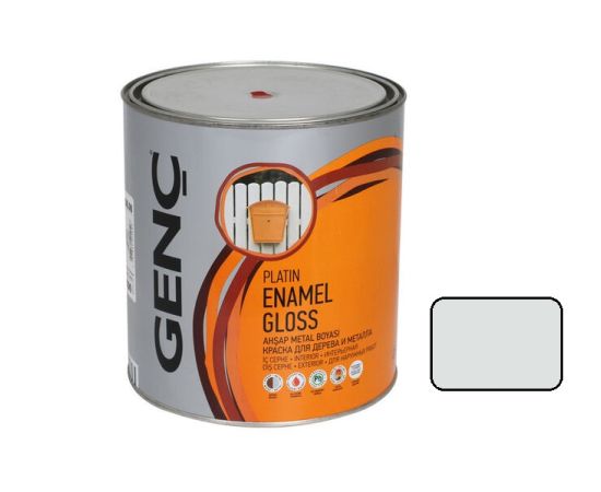 Paint for wood and metal Genc Synthetic glossy paint Silver 7400 silver 750 ml