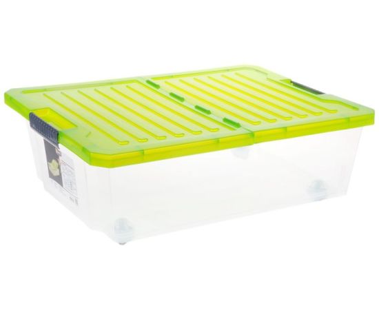 ყუთი სათავსო Plastik Repablik Unibox 30 ლ ბორბლებზე მწვანე გამჭვირვალე