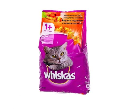 Корм для кошек подушки с говядиной Whiskas 1,9 кг