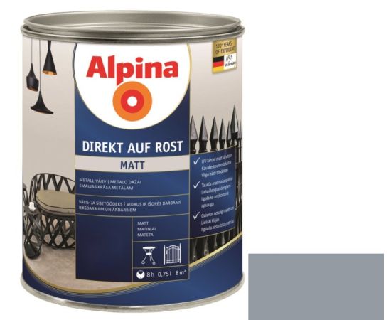 Enamel anti-corrosion Alpina Direkt Auf Rost Matt silver gray 0.75 l