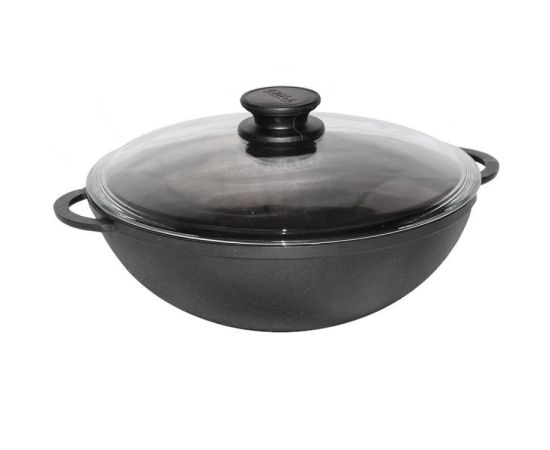 Frying pan Biol with two aluminum handles and glass lid 32 см