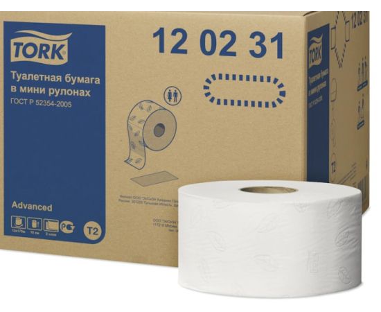 Туалетная бумага мини Джамбо Advance TORK 2 слоя *170 метров
