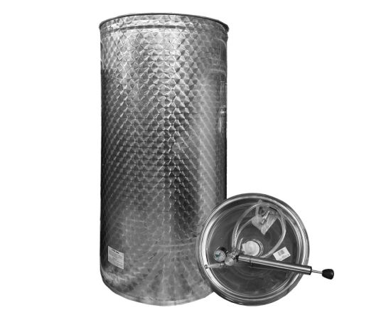 Stainless steel barrel with pneumatic crank 300 l