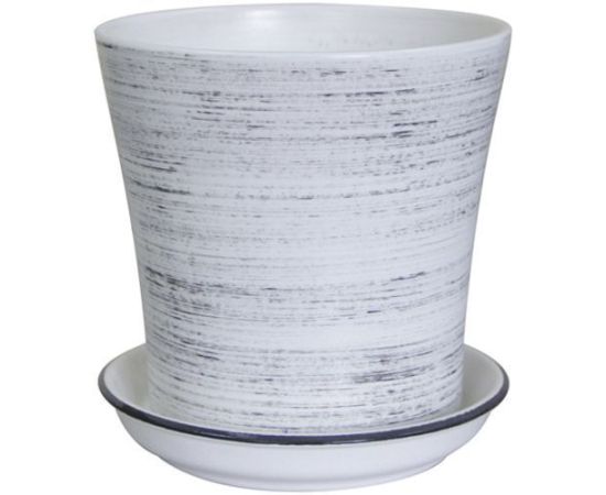 Горшок керамический с подставкой Oriana VUAL №2 Глянцевый черно-белый 2.3 л