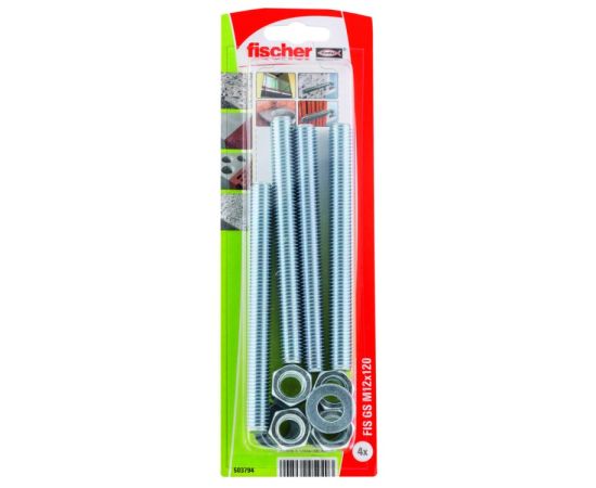 Threaded rod Fischer GS M12x120 K 4 pcs 503794