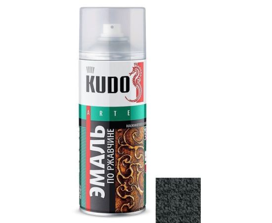 Эмаль по ржавчине молотковая Kudo KU-3013 серебристо-черная
