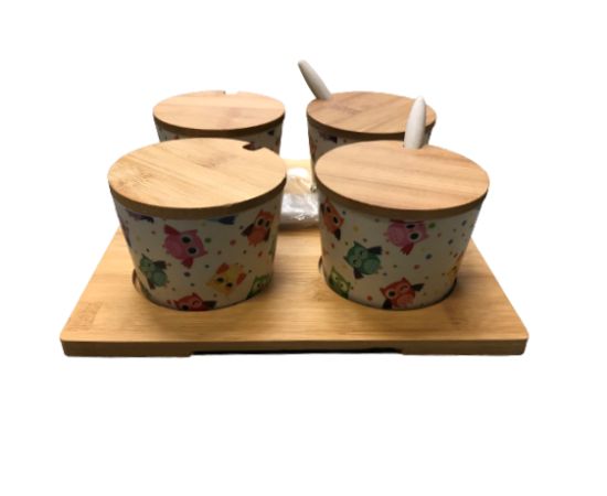 Bamboo glass set with 6975 spoons and wooden board