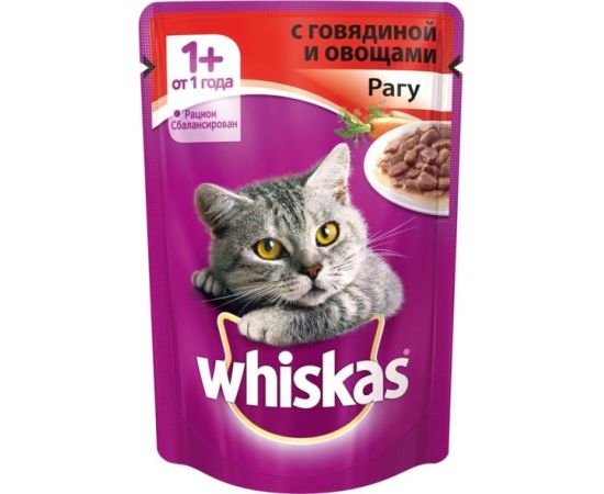 Рагу для кошек с говядиной иовощами Whiskas 85 г