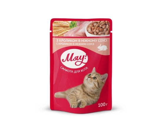 ჟელე Meow კატის საკვები კურდღლის ხორცით 4 Paws 100 გრ