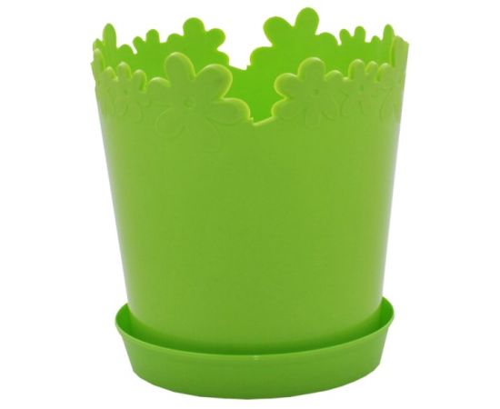 Plastic flower pot with a stand ALEANA Lutic 13x13,8 olive