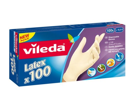 Одноразовые латексные перчатки Vileda Multi Latex L 100 шт