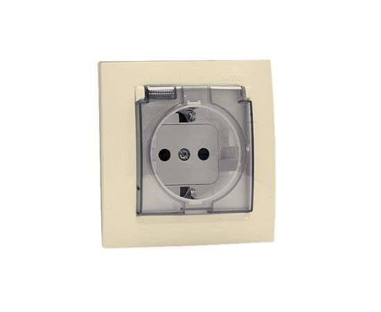 Power socket grounded, with cover Simon 1591450-031 1 sectional beige