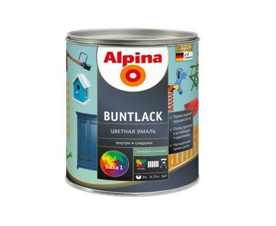 ფერადი ემალი  Alpina Buntlack შავი 750 მლ