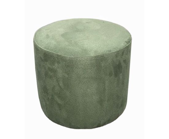 Round pouf alcantara green