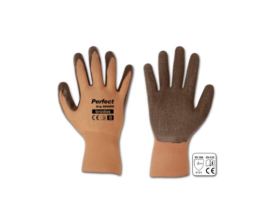 Gloves PERFECT GRIP BROWN latex, 10, BRADAS RWPGBR10