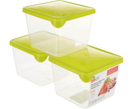 Set of square containers for products Plastik Repablik Bravo GR1040 0.75 l 3 pc