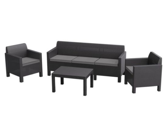 Set of garden furniture Rosario Allibert table sofa two armchair graphite