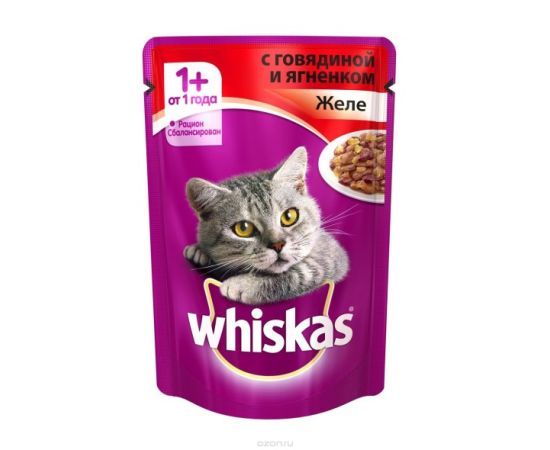 Желе корм для кошек говядина/ягненок Whiskas 85 г