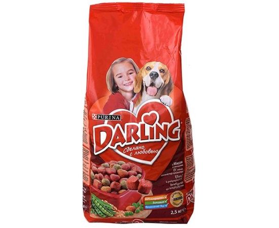 ძაღლის საკვები საქონლის ხორცი ბოსტნეულით Purina Darling 2,5 კგ