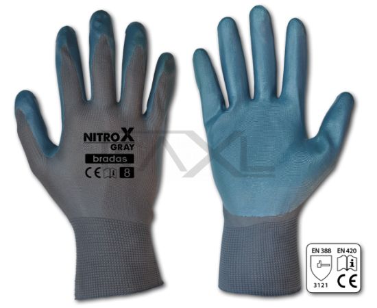 Перчатки NITROX GRAY нитрил, 10, BRADAS  RWNGY10