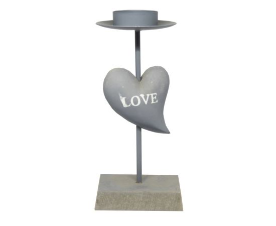 Metallic candlestick with a gray heart N1 4439