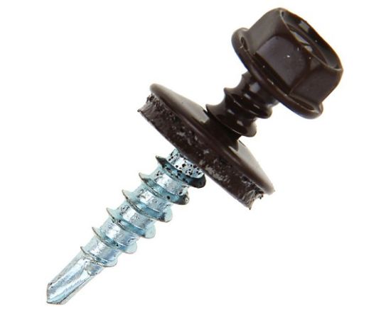 Self-tapping screw for roof with drill Tech-Krep RAL-8017 4.8x28 mm 300 pcs chocolate brown