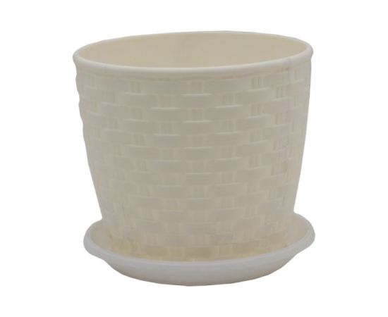 Plastic flower pot with a stand ALEANA Rotang 20x18 light beige