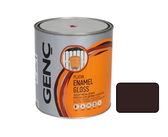 საღებავი ხის და ლითონის Genc Synthetic glossy paint Silver 8910 მუქი ყავისფერი 2,5 ლ
