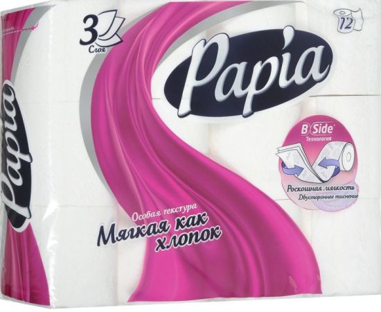 Трехслойная туалетная бумага Papia 12 шт