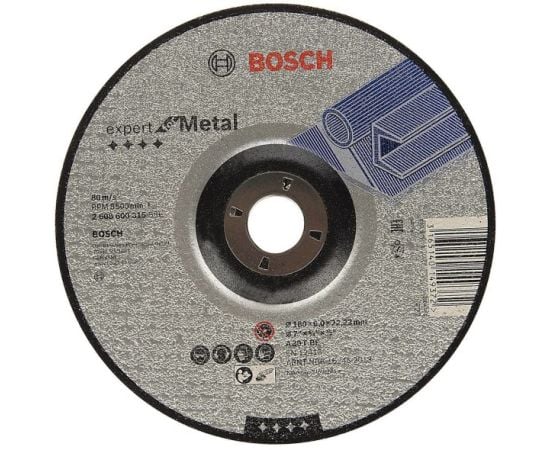 სახეხი დისკი ამოზნექილი ლითონისთვის Bosch Expert for Metal 180x6x22.23 მმ