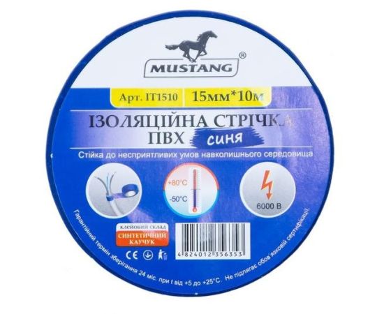 საიზოლაციო ლენტი Mustang IT1510B 26 მმ 10 მ ლურჯი