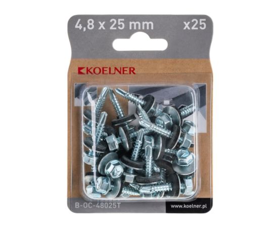Self-tapping screws with a drill with an Koelner EPDM washer 25 pcs 4,8x25 B-OC-48025T blist